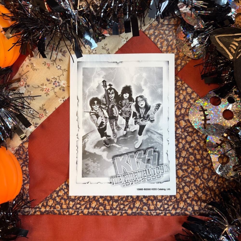 RARE KISS The Farewell Tour 2000 Deadstock Sticker Card B&W Rock Memorabilia Y2K